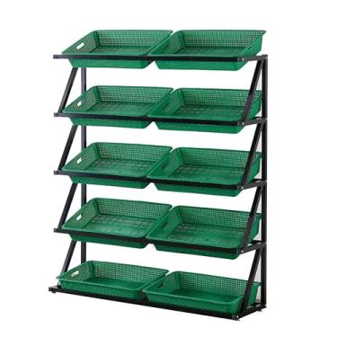 Imagem de Rack de exibição de loja, suporte de exibição de varejo, organizador de prateleira de supermercado versátil, organizador de lanches de despensa de cozinha de chão, com caixa de armazenamento removível