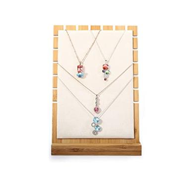 Imagem de Suporte de joias caixa de joias de madeira suporte de exibição para colar brinco pingente suporte de corrente placa de exibição caixa de armazenamento prateleira de exibição de joias expositor de