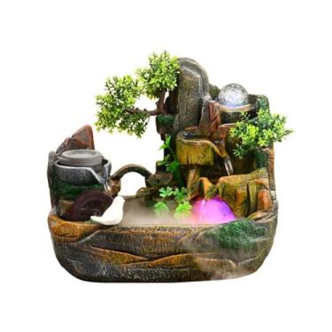 Imagem de VHDY85KA Fonte de mesa, tanque de peixes para sala de estar, jardim ornamental doméstico, decoração de fonte e dispensador de água, paisagem Zhaocai, fontes de decoração de mesa de escritório (médio)