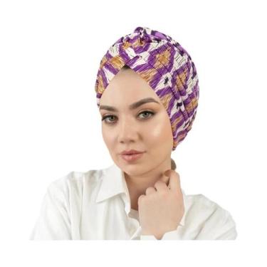 Imagem de Turbante Hijab Com Estampa Floral, Boné Elástico Para Quimioterapia, L