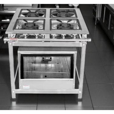 Imagem de Fogão Industrial 4 Bocas30x30 P5 em Aço Inox com forno Leona