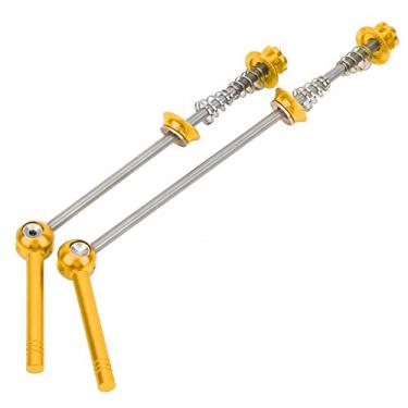 Imagem de VGEBY Um par de rodas ultraleve para mountain bike de liga de titânio para acessório de alavanca de espeto de liberação rápida (dourado)