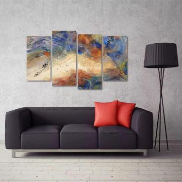 Imagem de Quadro Abstrato Moderno Quarto Escritórios Em Tecido 4 Peças