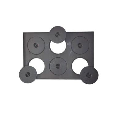 Imagem de Chapa de Ferro para Fogao Lenha Retangular 6 Furos Com Tampa