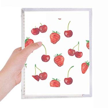Imagem de Caderno com estampa de frutas vermelhas e morango, folhas soltas, diário recarregável, papelaria