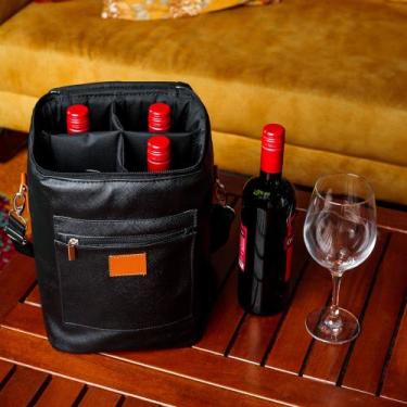 Imagem de Bolsa Para 4 Garrafas Porta Vinho Wine Bag Cooler Cerveja Gin Champanh