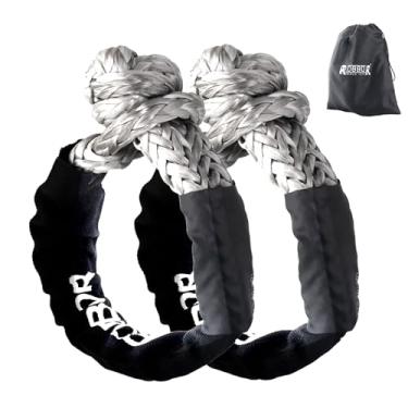 Imagem de Robbor Grilhão macio 1/2" x 22" 25,4 kg resistência à ruptura, corda macia de recuperação de estrada sintética resistente com manga protetora para reboque off-road, quadriciclo, 4x4, caminhão, manilha