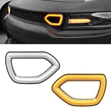 Imagem de LitMiRaCle Luzes de grade de LED para Dodge Charger SRT/Scat 2015-2019, Dodge Charger Daytona, SXT e R/T, DRL branco e luz de seta amarela, 2 peças, lado do motorista e do passageiro