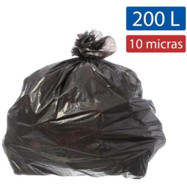 Imagem de Saco para Lixo 200L Preto 90X115CM 10 Micras Pacote com 100 Unidades -