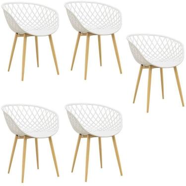 Imagem de Kit Com 5 Cadeiras Com Braços Polipropileno Clarice Branco