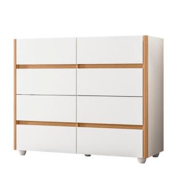 Imagem de Cômoda Infinite 120cm 8 Gavetas com Pés - ALBATROZ MOVEIS, Branco/Frei