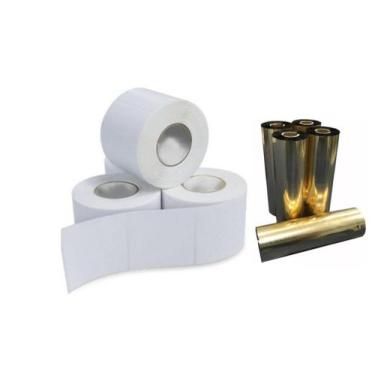 Imagem de Kit 10 Rolos Etiqueta 100x150 Bopp + 5 Ribbons Misto - RPrint Etiqueta