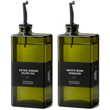 Imagem de Garrafa dispensadora de azeite de oliva para cozinha - Garrafas de óleo de 500 ml com proteção UV, conjunto de dispensador de óleo e vinagre, despejador sem gotejamento, elegante cozinha essencial