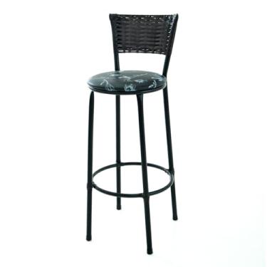 Imagem de Banqueta Bistrô Alta para Áreas Externas, Balcões, Espaço Gourmet (PRETO FLORIDO)