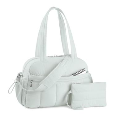 Imagem de TOPDesign Bolsa esportiva de viagem para mulheres, bolsa de ginástica acolchoada com bolso molhado, para viagem de fim de semana com manga de bagagem, Azul sereno, Large, Casual