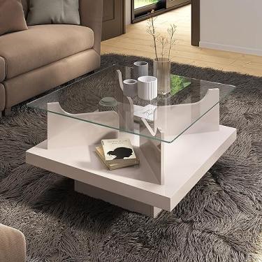 Imagem de Mesa de Centro com vidro temperado 6mm CLEAR cor Off White - Artely