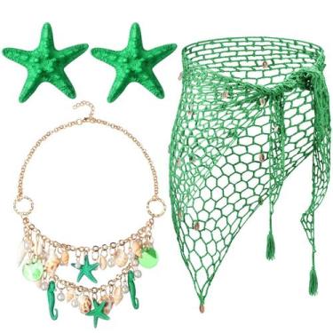 Imagem de Fantasia Cotwinter, Halloween, sereia, saia de crochê, verde, feminina