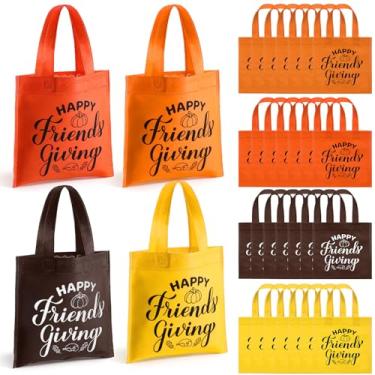 Imagem de Sweetude 36 conjuntos de sacolas não tecidas de Ação de Graças com papel de seda para presentear amigos felizes com alça reutilizáveis, suprimentos de compras para festa de outono e presentes de doces