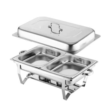 Imagem de Inox 12 Litros 1 Panela com 1 Cuba para Buffet, Festas e Marmita Térmica - Banho Maria, Chafing Dish, Recipiente Inox e Aquecedor de Alimentos(2 grade)