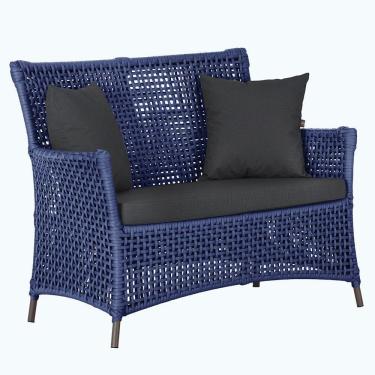 Imagem de 1 Sofá área Externa Igapó Alumínio Marrom Corda Náutica E11 Azul