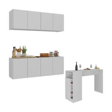 Imagem de Armário De Cozinha Com Bancada Americana/mesa Gourmet Multimóveis Mp2202 Branco Branco