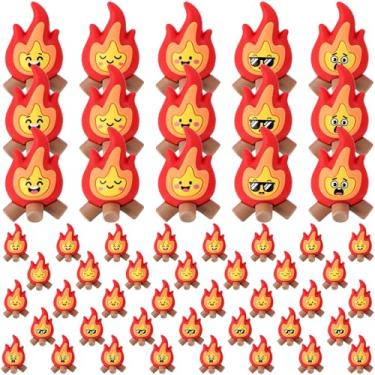 Imagem de Soulchen 50 peças mini estatuetas de chama - 1,4 × 1,5 cm, 5 estilos chama PVC pequeno modelo de fogo, decoração de brinquedo de fogueira para decoração de bolo de jardim, casa, micro paisagem de