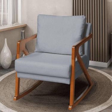 Imagem de Poltrona Cadeira Balanço Amber Luxo Madeira Maciça Veludo Cinza Grafite- Mabe Magazine