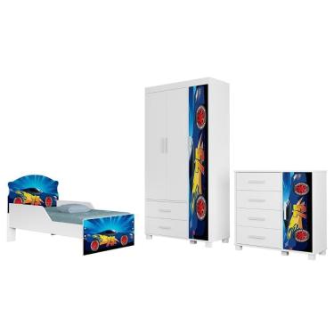 Imagem de Quarto Infantil 3 Peças Com Mini Cama Carro Azul Z53 - Mpozenato