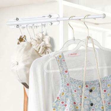 Imagem de SUTINE Vara de manobrista de 30,5 cm para armários, varas de manobrista resistentes deslizam para fora, hastes ajustáveis para pendurar roupas com 4 ganchos, organizadores de armário e armazenamento