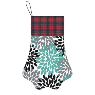 Imagem de SKKNT Dália, estampa de flores, meias de Natal, animais de estimação, decoração de Natal, cães, gatos, árvores, doces, presente, conveniente
