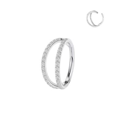 Imagem de Piercing Argola de Titânio, Segmento Articulado com Dupla Fileira de Zircônia Cravejada (8mm)