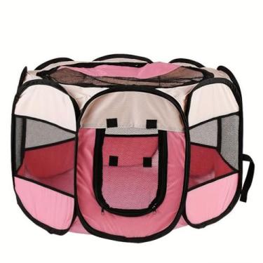 Imagem de Casinha Pet Dobrável em Oxford – Cercadinho Portátil com Tela Respirável e Zíper(Rosa,S)