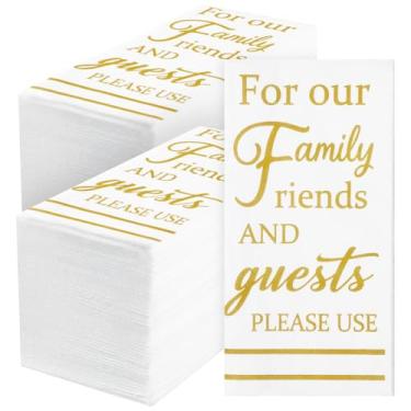 Imagem de Janlaugh 200 peças toalhas de papel de linho para convidados, 40,6 x 30,5 cm, guardanapos de toalha de mão de 3 camadas, descartáveis dourados para a família, amigos e convidados, guardanapos para