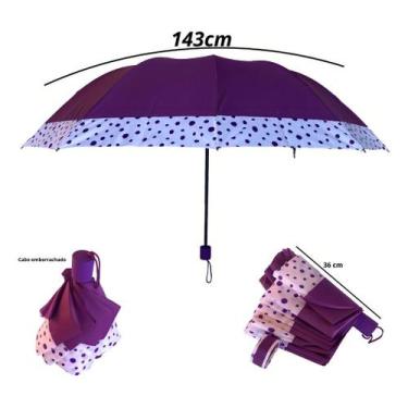 Imagem de Sombrinha Grande 10 Varetas Poa Cabe Na Bolsa Cor Roxo - Alfashop, Rox