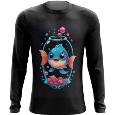 Imagem de Camiseta Manga Longa Peixinho Feliz no Aquário Peixe 4 - Kasubeck Stor