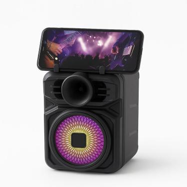 Imagem de Caixa de Som Bluetooth Portátil 3189 8W com Entrada USB, Cartão TF, Rádio FM e Luz LED RGB