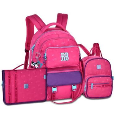 Imagem de Mochila Costas Feminina com Lancheira e Estojo Fichário - Rebecca Bonb