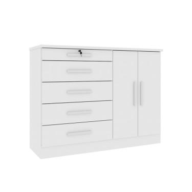 Imagem de Cômoda Istambul 2 Portas 5 Gavetas Neve