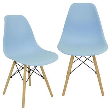 Imagem de Kit 2 Cadeiras Charles Eames Eiffel Wood Design - Azul Claro - Magazin