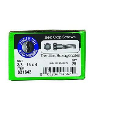 Imagem de The Hillman Group 831642 Parafuso sextavado de aço inoxidável de 3/8-16 x 4 polegadas, pacote com 25
