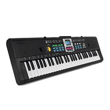 Imagem de Instrumento musical 61 teclas de música digital teclado eletrônico infantil piano elétrico multifuncional para estudante de piano com função de microfone instrumento musical