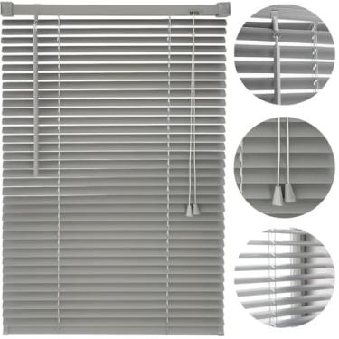 Imagem de Cortina Persiana Horizontal Cinza L=1,00m x A=1,30m PVC | Atlas