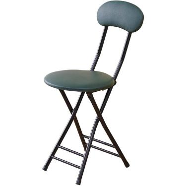 Imagem de Banco de bar dobrável de 47 cm com encosto, assento redondo acolchoado com altura de balcão, banco dobrável portátil Bancos de bar altos para cozinha, jardim doméstico ao ar livre, verde esc