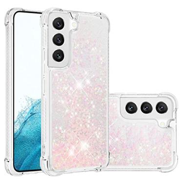 Imagem de Asdsinfor Capa para celular Samsung Galaxy S23 Plus, Glitter Liquid Cute Clear Flowing Quicksand TPU com cinto antiqueda canto bumper capa de proteção à prova de choque para Galaxy S23 Plus Silver