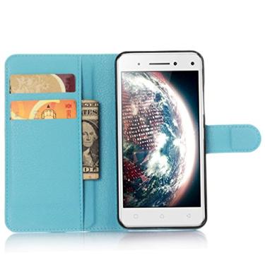 Imagem de Capa carteira Lenovo VIBE S1, capa carteira flip de couro PU premium com compartimento para cartão, suporte e fecho magnético [capa interior TPU à prova de choque] compatível com Lenovo VIBE S1