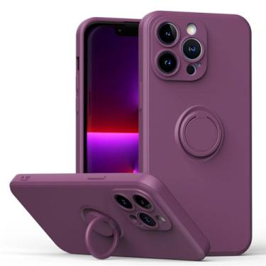 Imagem de Capa de anel magnético de silicone original para iPhone15 11 12 13 14 Pro XS Max XR XS X 6 6S 8 7 Plus Capa de dedo com suporte macio, perple escuro, para iPhone 13 ProMax