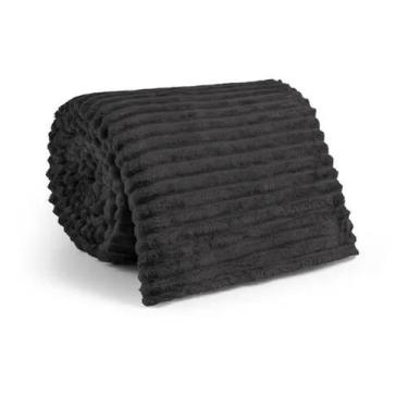 Imagem de Cobertor Manta Casal Canelada Soft - 2,00 X 1,80 - JGM, Preto
