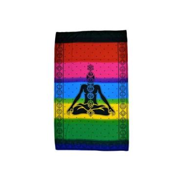 Imagem de Canga de praia Sete Chakras/ Meditação em poliéster - Corpo Dourado Mo