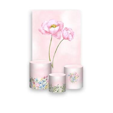 Imagem de Painel De Festa Vertical 1,50 x 2,20 + Trio De Capas Cilindro - Jardim