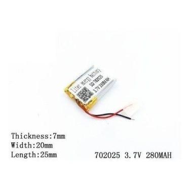 Imagem de Bateria  7mm X 20mm X 25mm 3,7v 280mah Com 2 Fios 702025 - bgb